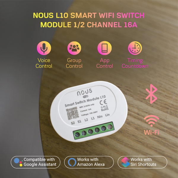 Nous Smart WiFi spínací 1/2 kanálový modul 16A L10
