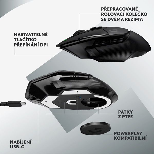 Bezdrôtová herná myš Logitech G502 X LIGHTSPEED, čierna