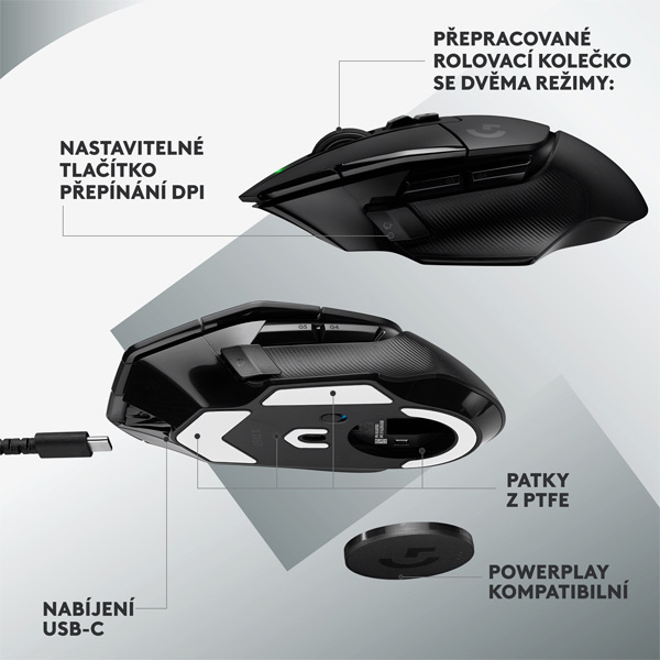 Bezdrôtová herná myš Logitech G502 X Lightspeed, čierna