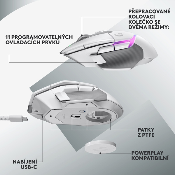 Bezdrôtová herná myš Logitech G502 X Plus, biela Bezdrôtová herná myš Logitech G502 X Plus, biela