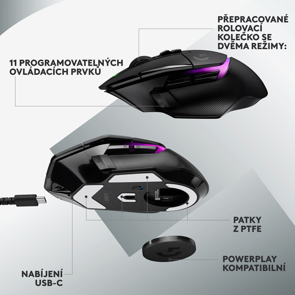 Bezdrôtová herná myš Logitech G502 X Plus, čierna