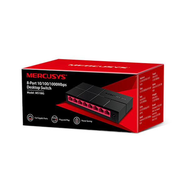 MERCUSYS MS108G 8-port 10/100/1000M mini stolný switch MERCUSYS MS108G 8-port 10/100/1000M mini stolný switch