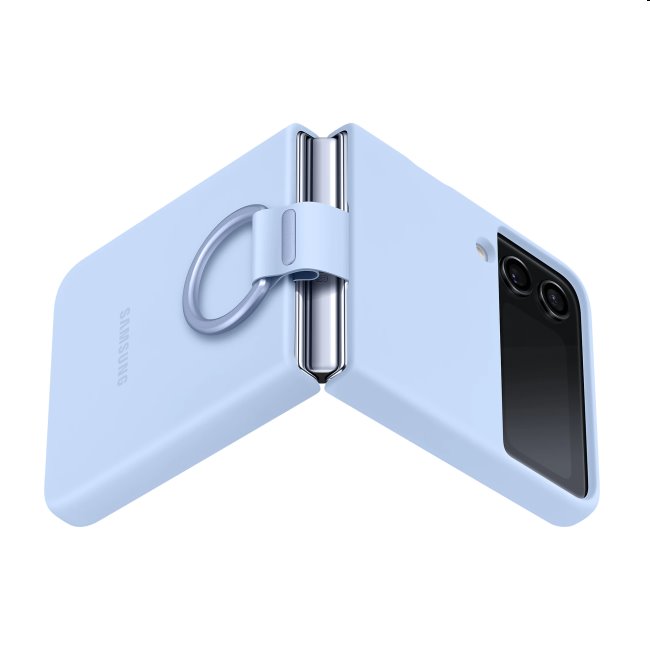 Zadný kryt Silicone Cover s držiakom na prst pre Samsung Galaxy Z Flip4, svetlomodrá