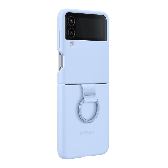 Zadný kryt Silicone Cover s držiakom na prst pre Samsung Galaxy Z Flip4, svetlomodrá Zadný kryt Silicone Cover s držiakom na prst pre Samsung Galaxy Z Flip4, svetlomodrá