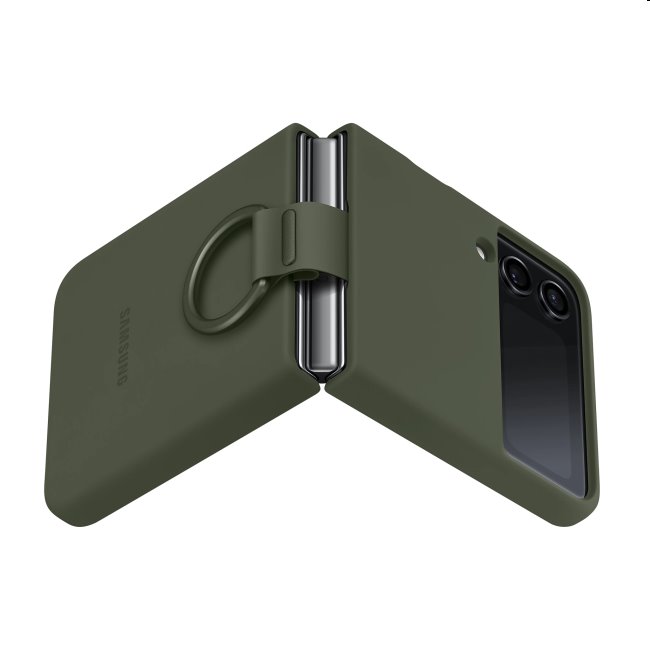 Zadný kryt Silicone Cover s držiakom na prst pre Samsung Galaxy Z Flip4, kaki Zadný kryt Silicone Cover s držiakom na prst pre Samsung Galaxy Z Flip4, kaki