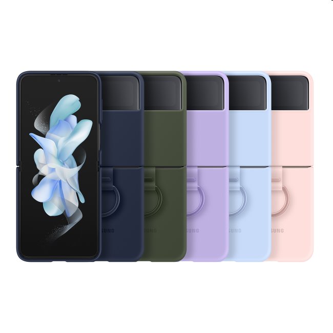 Zadný kryt Silicone Cover s držiakom na prst pre Samsung Galaxy Z Flip4, kaki Zadný kryt Silicone Cover s držiakom na prst pre Samsung Galaxy Z Flip4, kaki