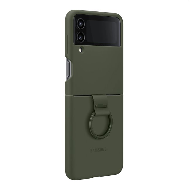 Zadný kryt Silicone Cover s držiakom na prst pre Samsung Galaxy Z Flip4, kaki Zadný kryt Silicone Cover s držiakom na prst pre Samsung Galaxy Z Flip4, kaki