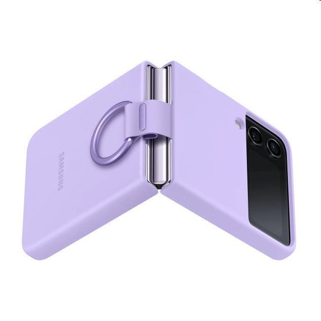 Zadný kryt Silicone Cover s držiakom na prst pre Samsung Galaxy Z Flip4, levanduľová