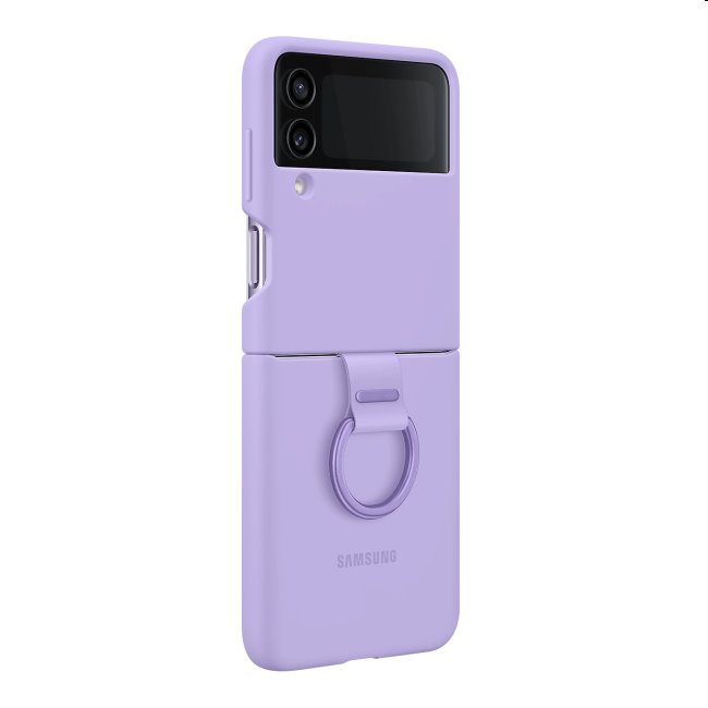 Zadný kryt Silicone Cover s držiakom na prst pre Samsung Galaxy Z Flip4, levanduľová