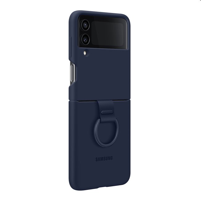 Puzdro Silicone Cover s držiakom na prst pre Samsung Galaxy Z Flip4, navy