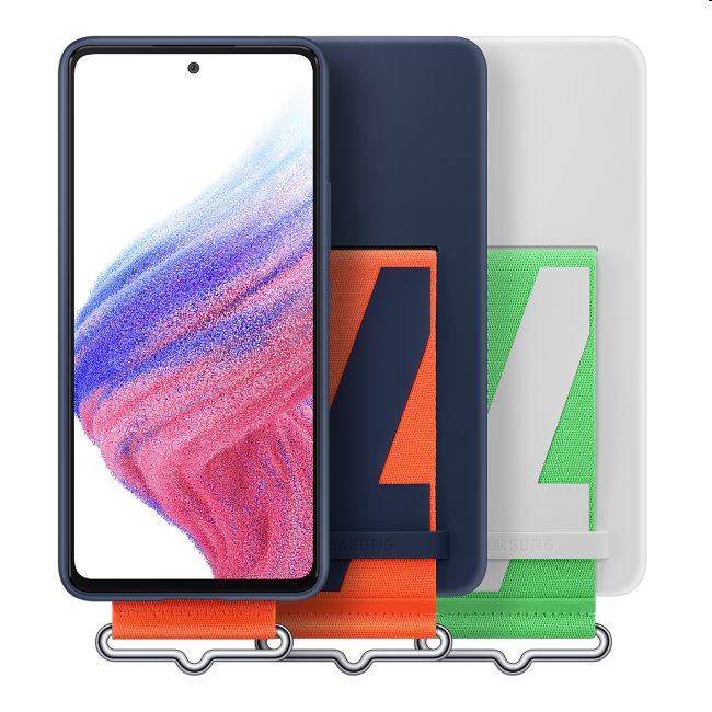 Zadný kryt Silicone Cover s pútkom pre Samsung Galaxy A53 5G, biela