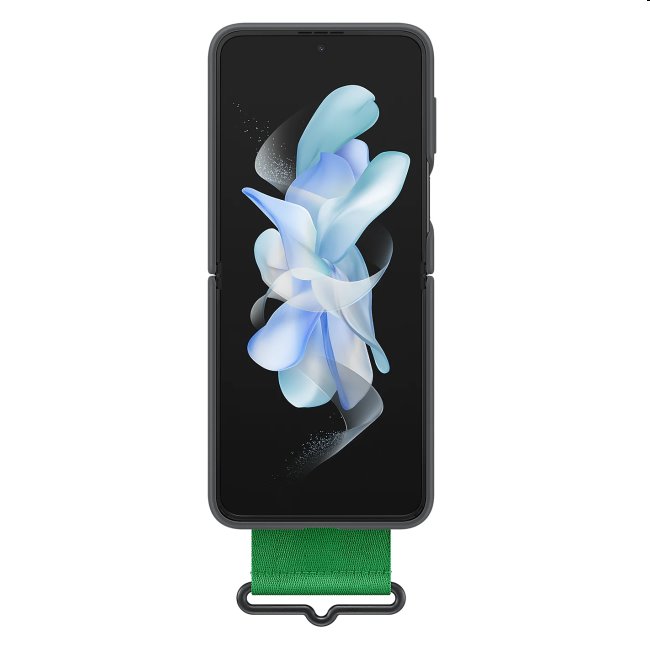 Zadný kryt Silicone Cover s pútkom pre Samsung Galaxy Z Flip4, čierna