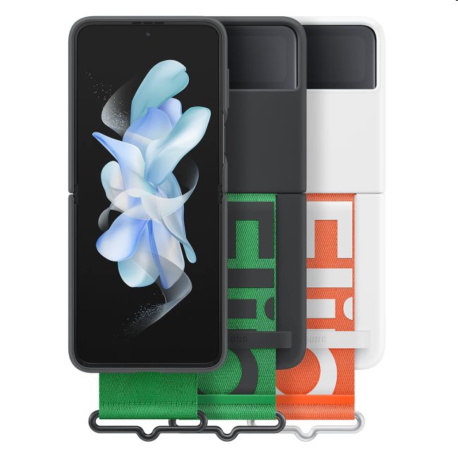 Zadný kryt Silicone Cover s pútkom pre Samsung Galaxy Z Flip4, čierna
