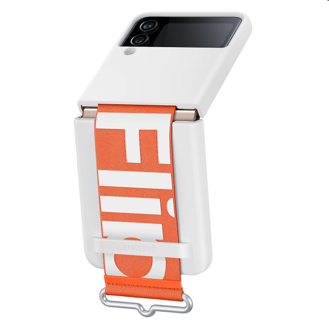Zadný kryt Silicone Cover s pútkom pre Samsung Galaxy Z Flip4, biela Zadný kryt Silicone Cover s pútkom pre Samsung Galaxy Z Flip4, biela