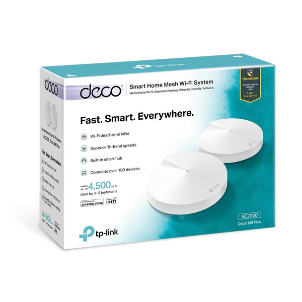 TP-Link AC2200 trojpásmový inteligentný domáci sieťový WiFi systém Deco M9 Plus (2-balenie)