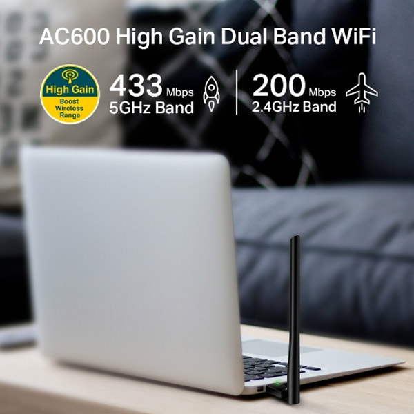 TP-Link Archer T2U Plus, AC600 High Gain Wi-Fi dvojpásmový USB adaptér TP-Link Archer T2U Plus, AC600 High Gain Wi-Fi dvojpásmový USB adaptér