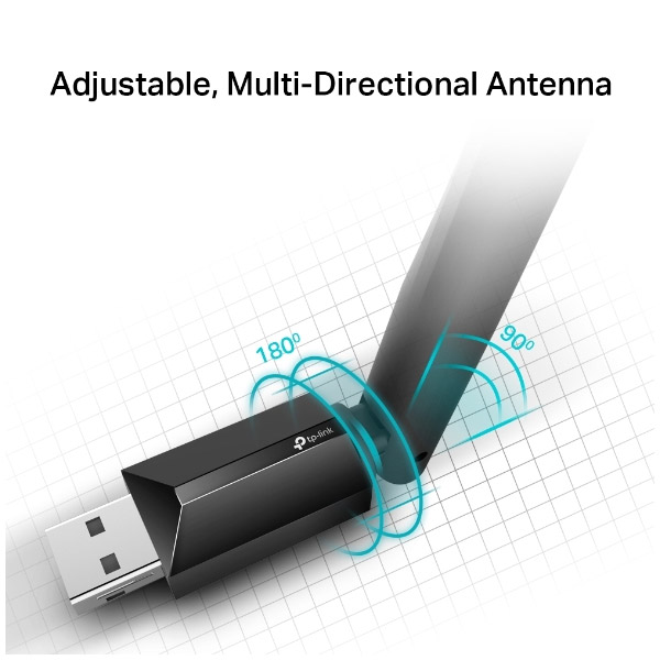 TP-Link Archer T2U Plus, AC600 High Gain Wi-Fi dvojpásmový USB adaptér