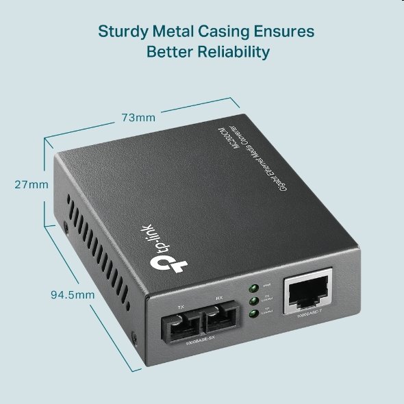 tp-link MC200CM, optický konvertor, 1000Mbps, multi-mode, SC fiber Converter, Full-duplex, up to 0,5km