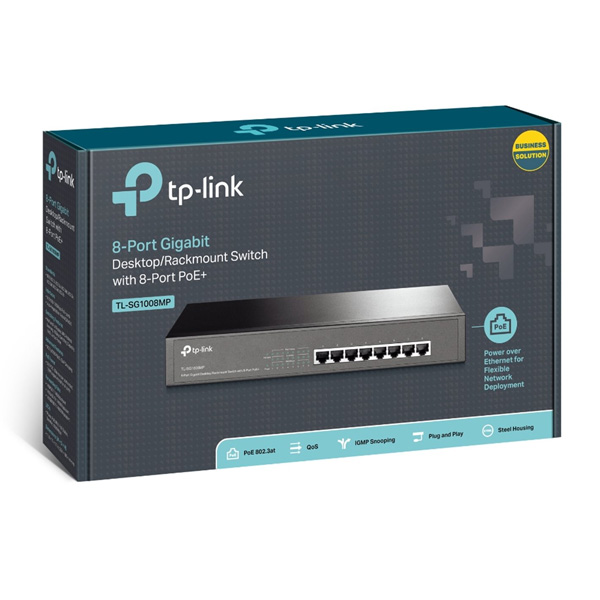 TP-Link TL-SG1008MP 8xGb Rack switch switch 153 W POE+, kovový