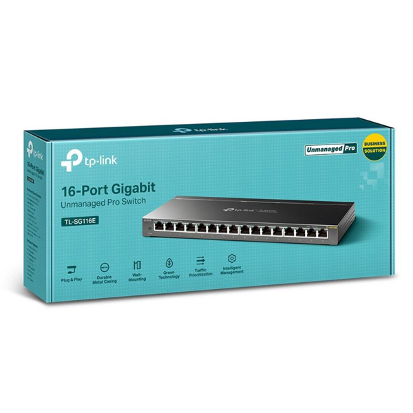 TP-Link TL-SG116E, 16 portov sieťový switch stolný TP-Link TL-SG116E, 16 portov sieťový switch stolný