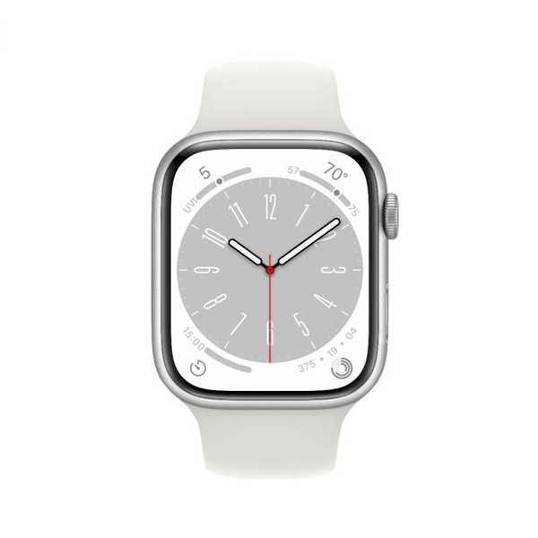 Apple Watch Series 8 GPS 41mm strieborná , hliníkové puzdro so športovým remienkom biela