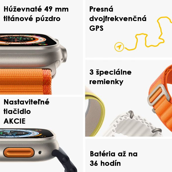 Apple Watch Ultra GPS + Cellular 49mm Titanium Case with polnočná Ocean Band Apple Watch Ultra GPS + Cellular 49mm Titanium Case with polnočná Ocean Band
