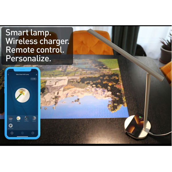 Tellur Smart Light WiFi stolná lampa s nabíjačkou, biela