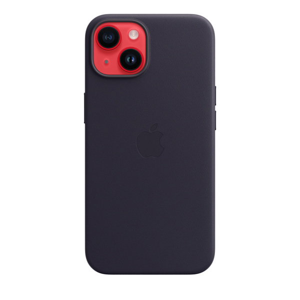 Kožený zadný kryt pre Apple iPhone 14 s MagSafe, atramentovo fialová