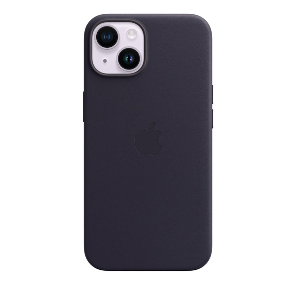 Kožený zadný kryt pre Apple iPhone 14 s MagSafe, atramentovo fialová