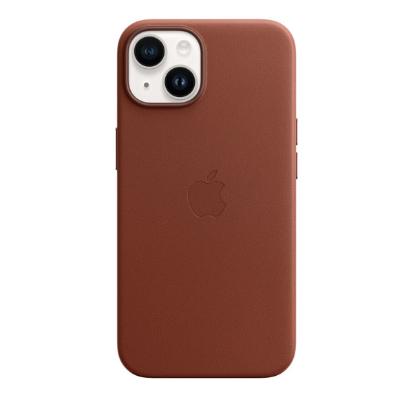 Kožený zadný kryt pre Apple iPhone 14 s MagSafe, tehlovo hnedá