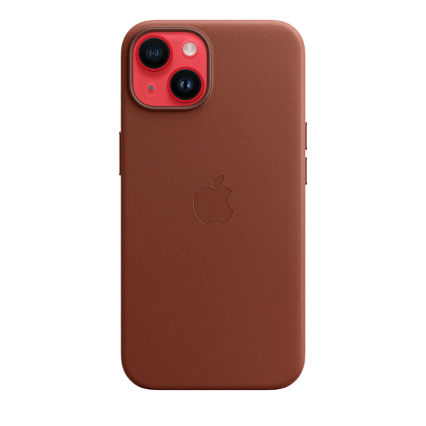 Kožený zadný kryt pre Apple iPhone 14 s MagSafe, tehlovo hnedá