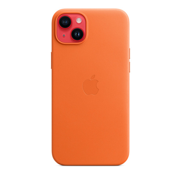 Kožený zadný kryt pre Apple iPhone 14 Plus s MagSafe, oranžová