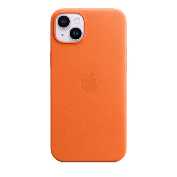 Kožený zadný kryt pre Apple iPhone 14 Plus s MagSafe, oranžová