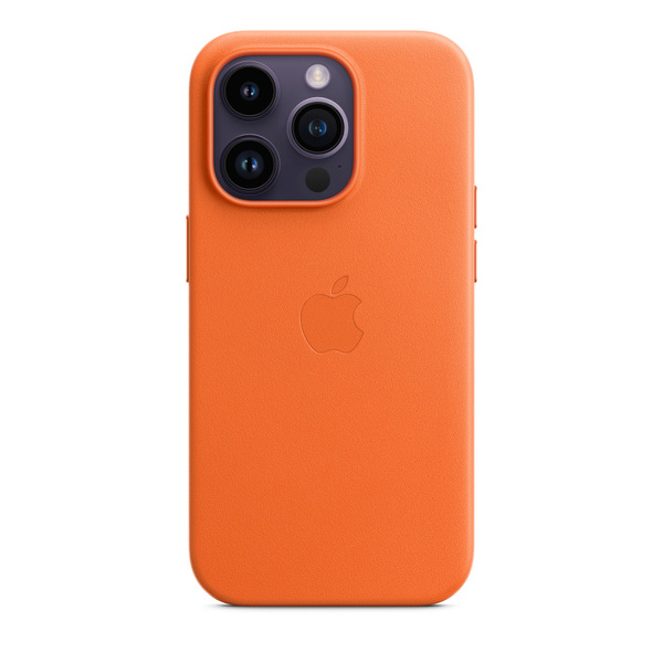 Kožený zadný kryt pre Apple iPhone 14 Pro s MagSafe, oranžová