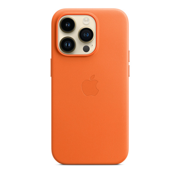 Kožený zadný kryt pre Apple iPhone 14 Pro s MagSafe, oranžová