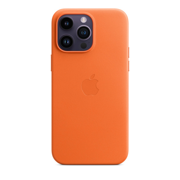 Kožený zadný kryt pre Apple iPhone 14 Pro Max s MagSafe, oranžová