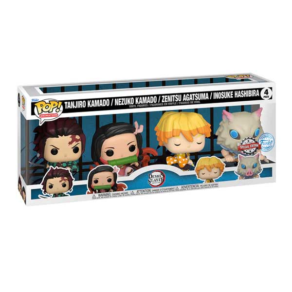 POP! Animation: 4 PackTanjiro & Nezuko & Zenitsu & Inosuke (Demon Slayer) Special Editon (Glows in The Dark)