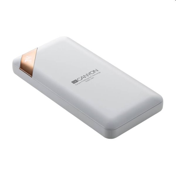 Powerbanka Canyon s digitálnym displejom USB-C 10000 mAh, biela