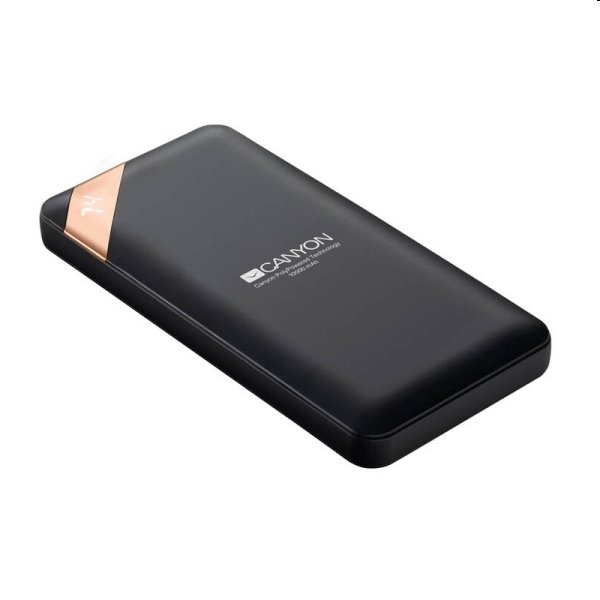 Powerbank Canyon s digitálnym displejom USB-C 10000 mAh, čierna