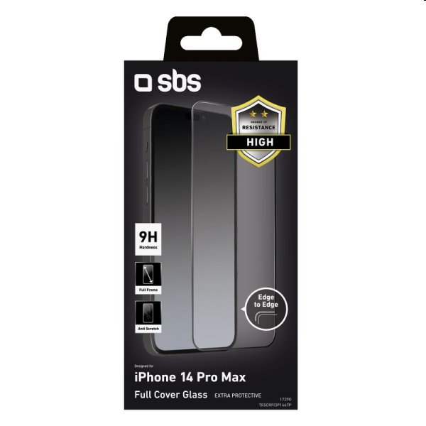 Tvrdené sklo SBS Full Glass pre Apple iPhone 14 Pro Max, čierne Tvrdené sklo SBS Full Glass pre Apple iPhone 14 Pro Max, čierne
