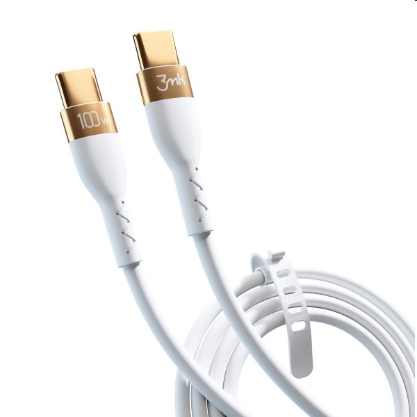 3mk Hyper Silicone Cable USB-C/USB-C 2m, 100W, biely 3mk Hyper Silicone Cable USB-C/USB-C 2m, 100W, biely