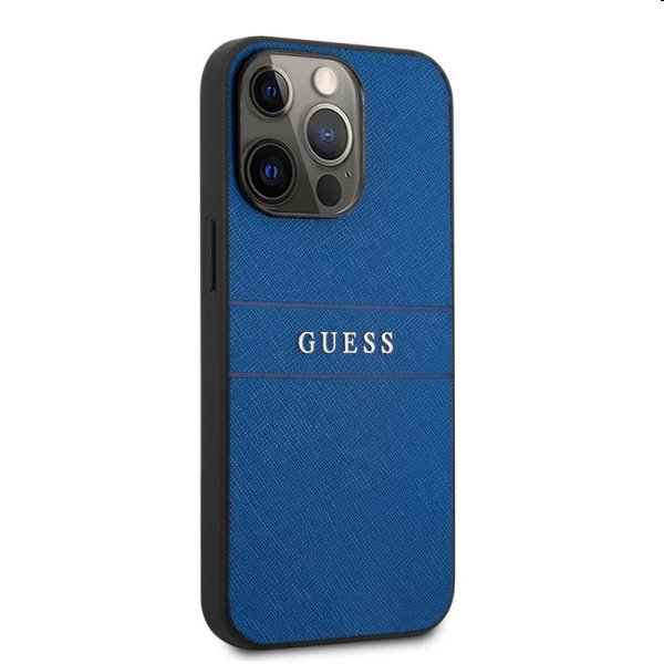 Zadný kryt Guess PU Leather Saffiano pre Apple iPhone 13 Pro, modrá