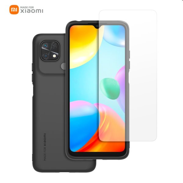 Zadný kryt a ochranné sklo Made for Xiaomi TPU pre Xiaomi Redmi 10C, čierna