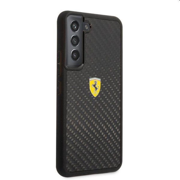 Zadný kryt Ferrari Real Carbon pre Samsung Galaxy S22, čierna