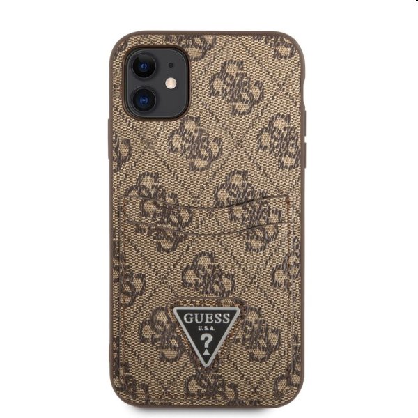 Zadný kryt Guess 4G Saffiano Double Card pre Apple iPhone 11, hnedá