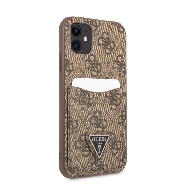 Zadný kryt Guess 4G Saffiano Double Card pre Apple iPhone 11, hnedá