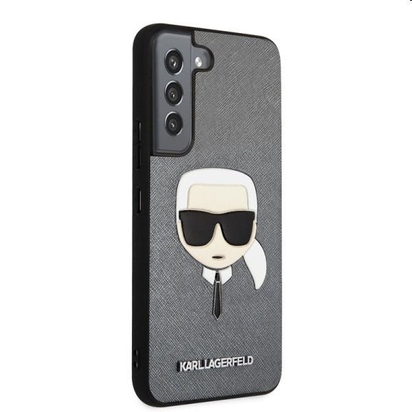 Zadný kryt Karl Lagerfeld PU Saffiano Karl Head pre Samsung Galaxy S22 Plus, strieborná