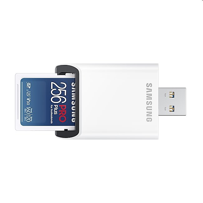 Samsung PRO Plus SDXC 256 GB, USB adaptér
