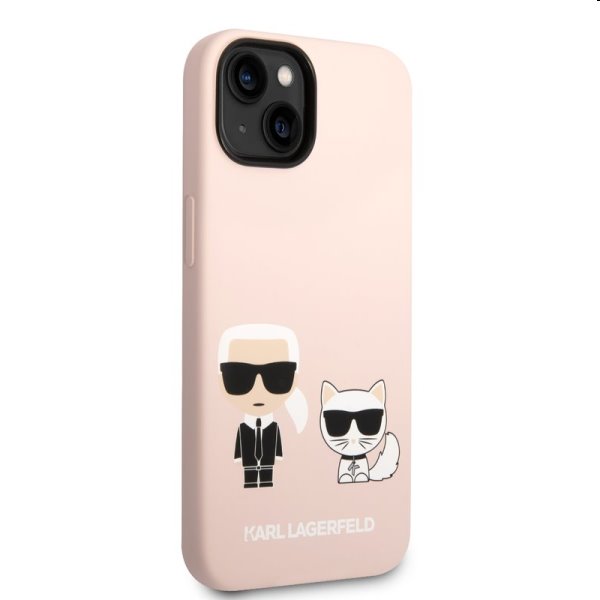 Zadný Karl Lagerfeld and Choupette Liquid Silicone pre Apple iPhone 14, ružová Zadný Karl Lagerfeld and Choupette Liquid Silicone pre Apple iPhone 14, ružová