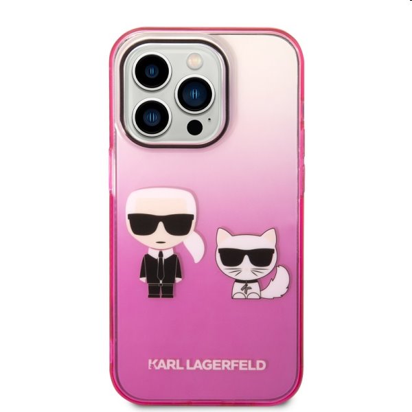 Zadný Karl Lagerfeld Gradient Karl and Choupette for iPhone 14 Pro, ružová Zadný Karl Lagerfeld Gradient Karl and Choupette for iPhone 14 Pro, ružová